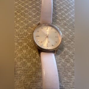 Ted Baker Pink and Rose Gold Leather ladies Watch. Running.
